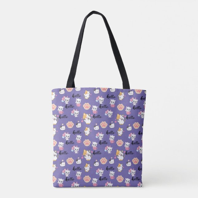cute hello kitty   tote bag (Back)