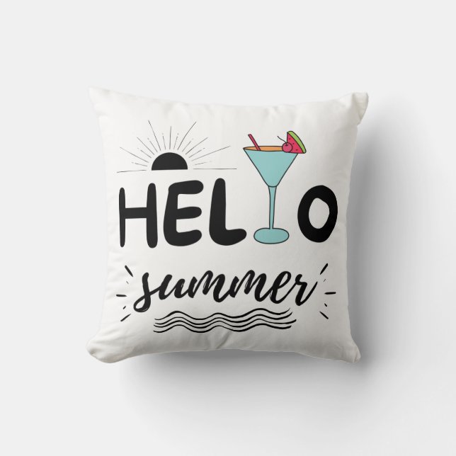 Cute Hello Summer Beach Cushion (Front)