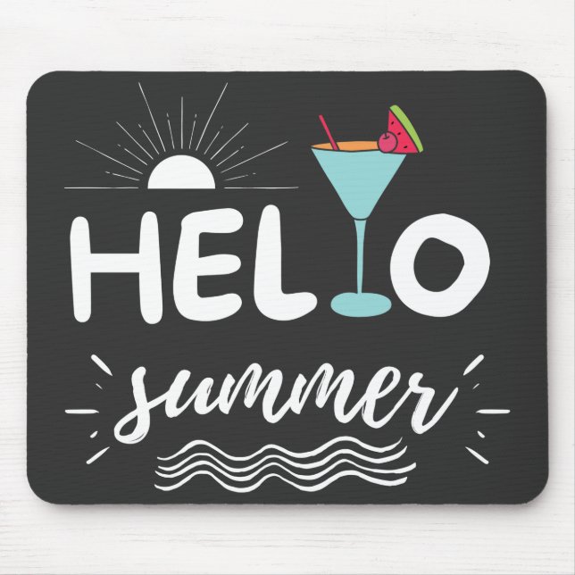Cute Hello Summer Beach Mouse Pad (Front)