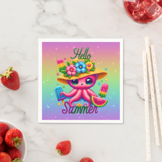 Cute hello Summer beach octopus party Napkin