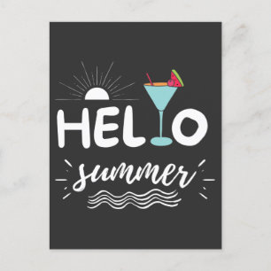 Cute Hello Summer Beach Postcard