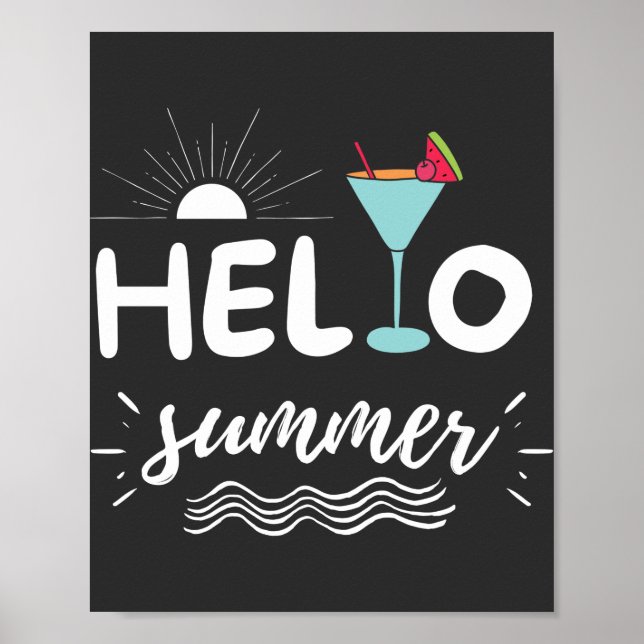 Cute Hello Summer Beach Poster (Front)