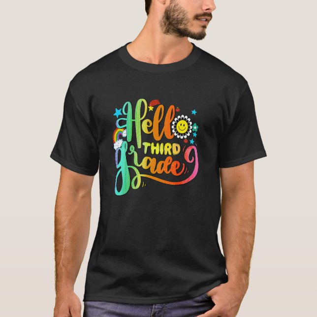 Cute Hello Third Grade 3rd Grade Back To School Gi T-Shirt (Front)