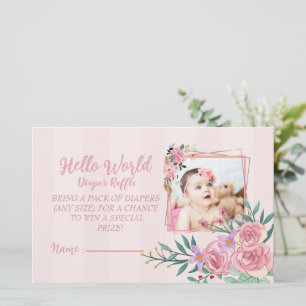 Cute Hello world Diaper Raffle for girls Stationery