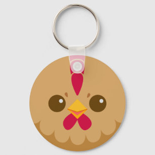 Cute Hen / Chicken Face Key Ring