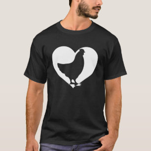 Cute Hen Who Loves Chickens Cool White Heart Vinta T-Shirt