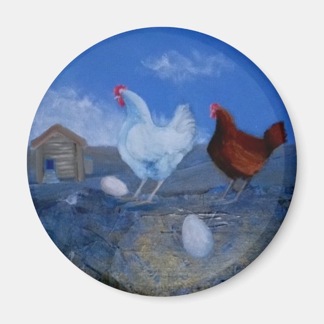 Cute Hens/ Chickens Custom Art Magnet (Front)