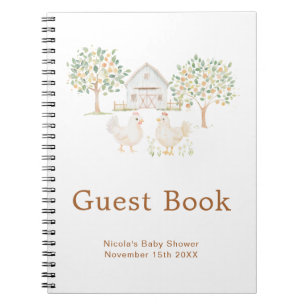 Cute Hens Farm Barn Baby Shower Guest Book