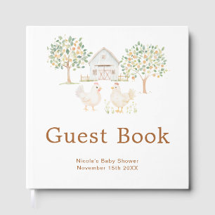 Cute Hens Farm Barn Baby Shower Guest Book