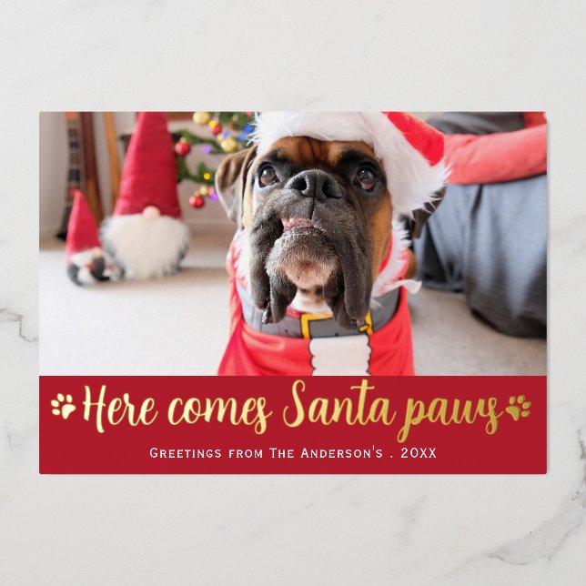 Cute Here Comes Santa Paws Dog Photo (Front)