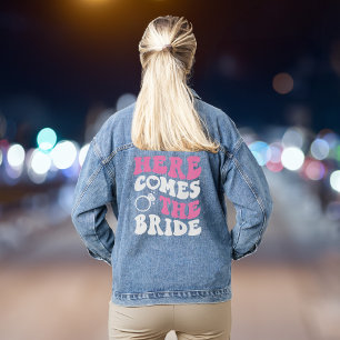 Cute Here Comes The Bride Bachelorette Party Denim Jacket