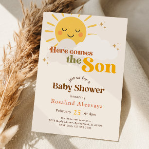 Cute Here Comes the Son Baby Shower Invitation
