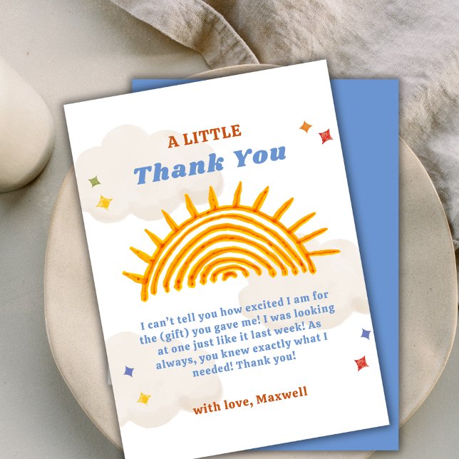 Cute Here Comes The Son Sunshine Baby Shower  Thank You Card (Cute Here Comes The Son Sunshine Baby Shower Thank You Card)