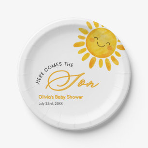 Cute Here Comes the Sun Baby Shower  Paper Plate