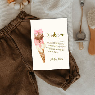 Cute Here's The Scoop Bow Ice Cream Baby Shower Thank You Card