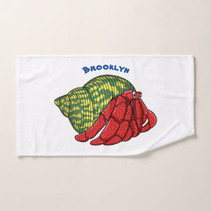 Cute hermit crab cartoon illustration bath towel set