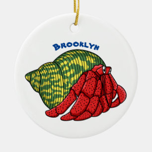 Cute hermit crab cartoon illustration ceramic tree decoration