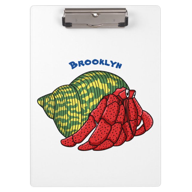 Cute hermit crab cartoon illustration clipboard (Front)