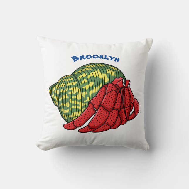 Cute hermit crab cartoon illustration  cushion (Front)