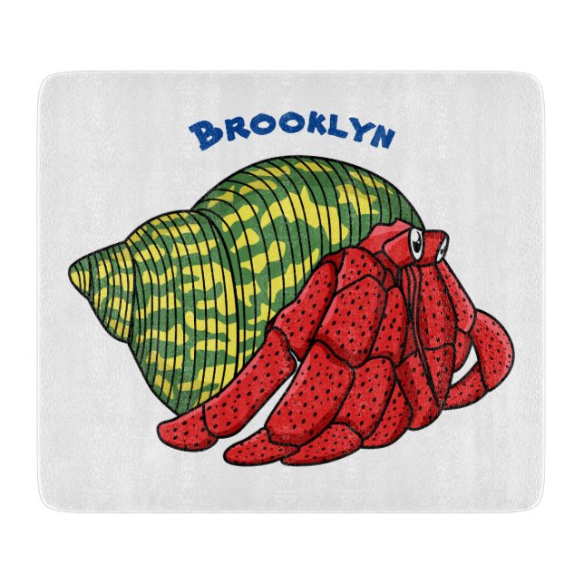 Cute hermit crab cartoon illustration cutting board (Front)