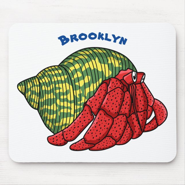 Cute hermit crab cartoon illustration  mouse pad (Front)