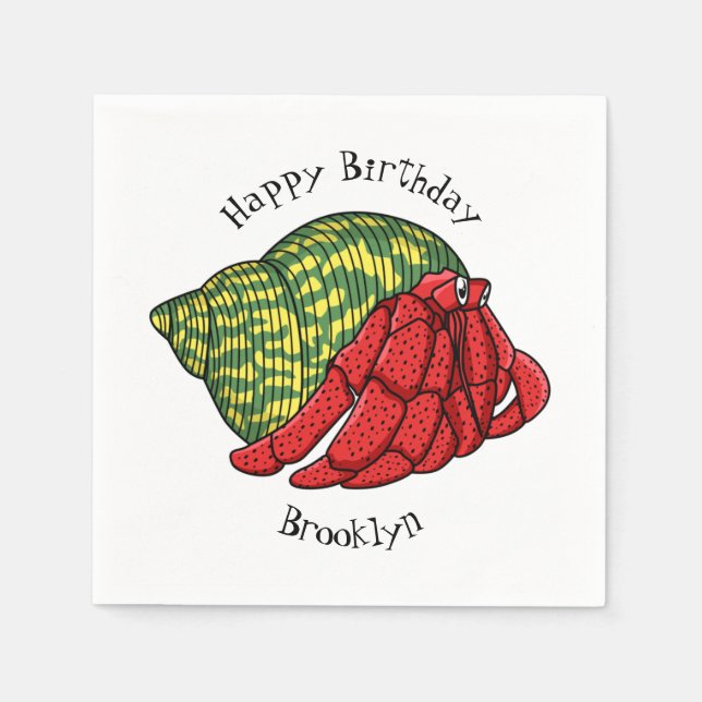 Cute hermit crab cartoon illustration napkin (Front)