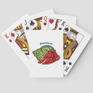Cute hermit crab cartoon illustration playing cards