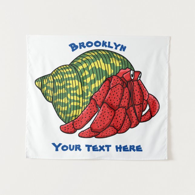 Cute hermit crab cartoon illustration tapestry (Front (Horizontal))
