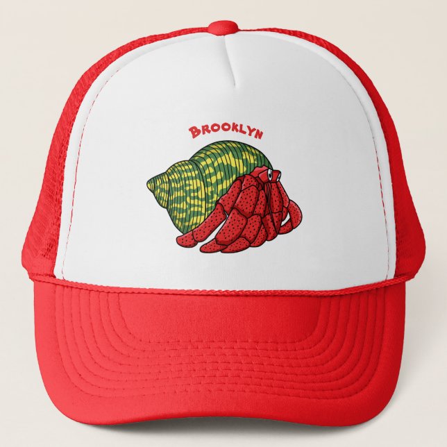 Cute hermit crab cartoon illustration  trucker hat (Front)