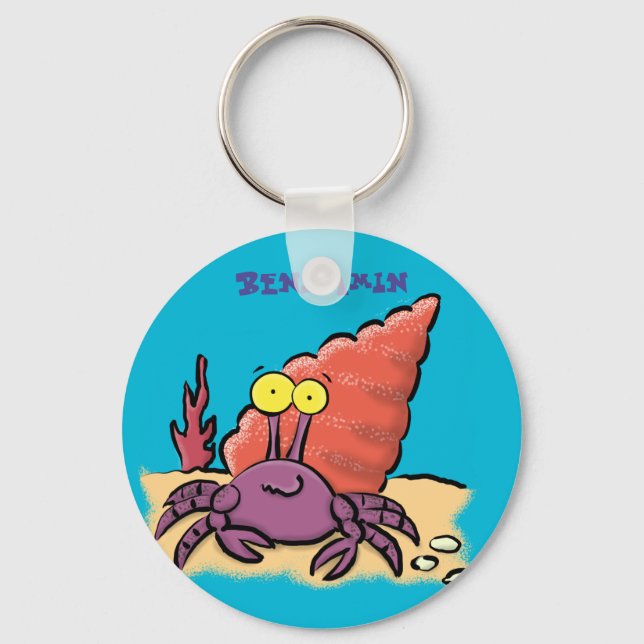 Cute hermit crab cartoon keychain. key ring (Front)