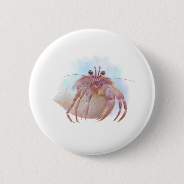 Cute hermit crab sketch 6 cm round badge (Front)