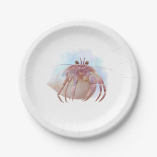 Cute hermit crab sketch paper plate