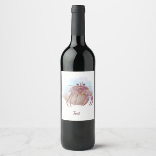Cute hermit crab sketch wine label