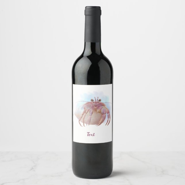 Cute hermit crab sketch wine label (Front)