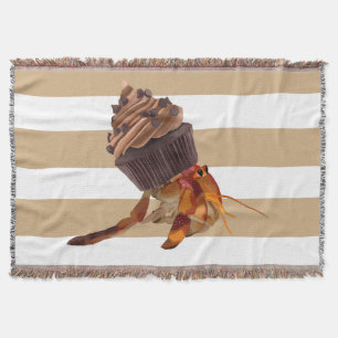 Cute Hermit Crab With Chocolate Cupcake Shell Throw Blanket