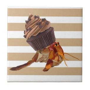 Cute Hermit Crab With Chocolate Cupcake Shell Tile