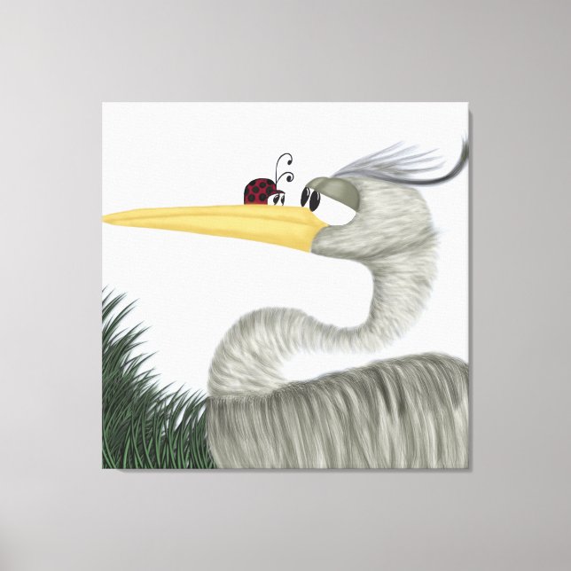 Cute Heron and Ladybug Canvas Print (Front)
