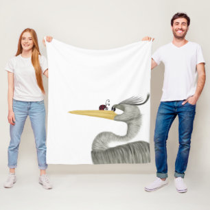Cute Heron and Ladybug Fleece Blanket