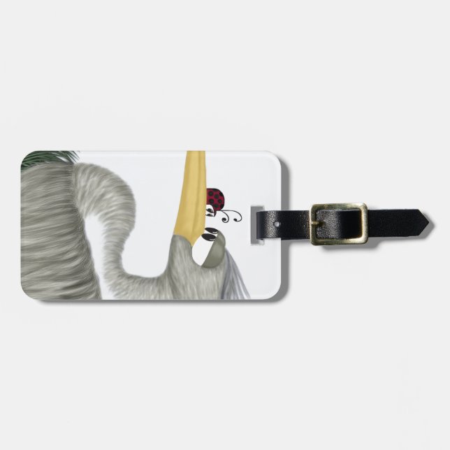 Cute Heron and Ladybug Luggage Tag (Front Horizontal)