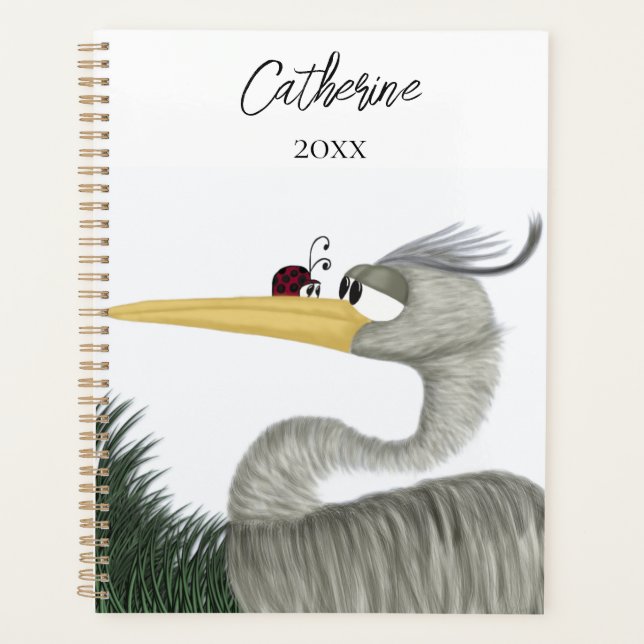 Cute Heron and Ladybug  Planner (Front)