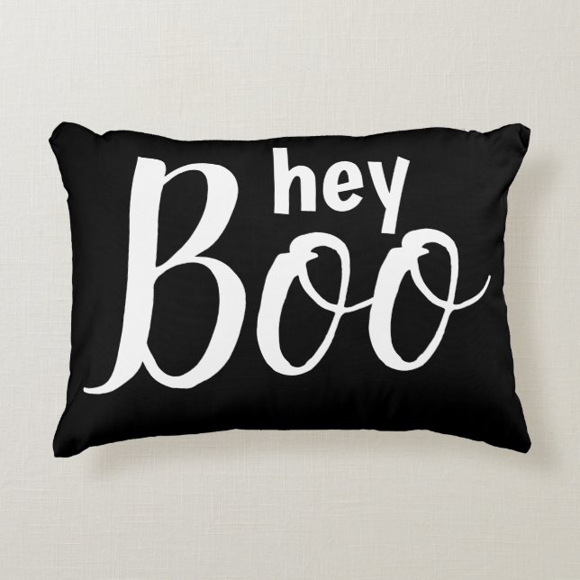 Cute Hey Boo Black Halloween Decor Decorative Cushion (Front)