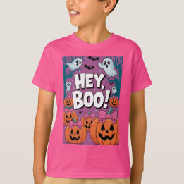 Cute Hey Boo Funny Ghost Halloween T-Shirt