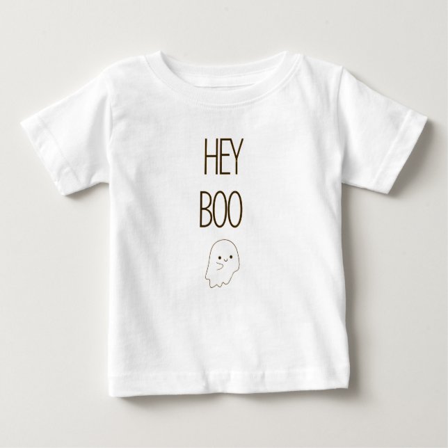 Cute Hey Boo Ghost Baby Top T-Shirt Halloween (Front)