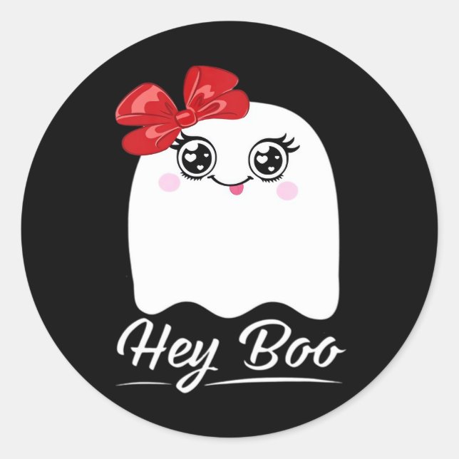 Cute Hey Boo Halloween Classic Round Sticker (Front)
