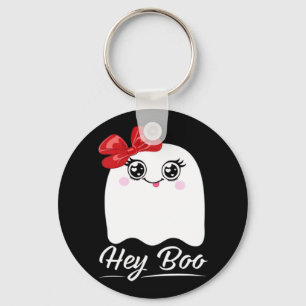 Cute Hey Boo Halloween Design Key Ring