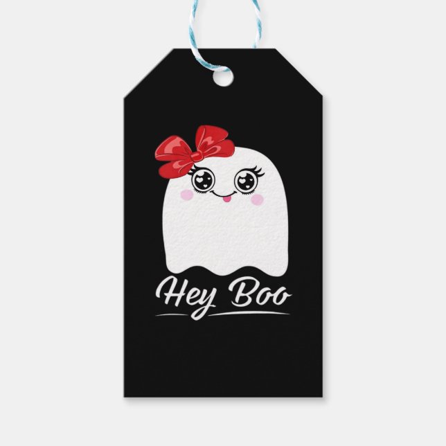 Cute Hey Boo Halloween Gift Tags (Front)