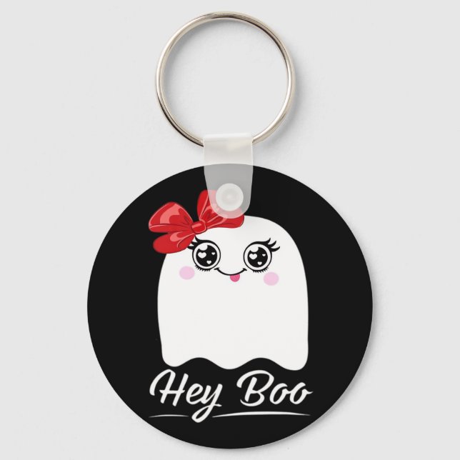 Cute Hey Boo Halloween Key Ring (Front)