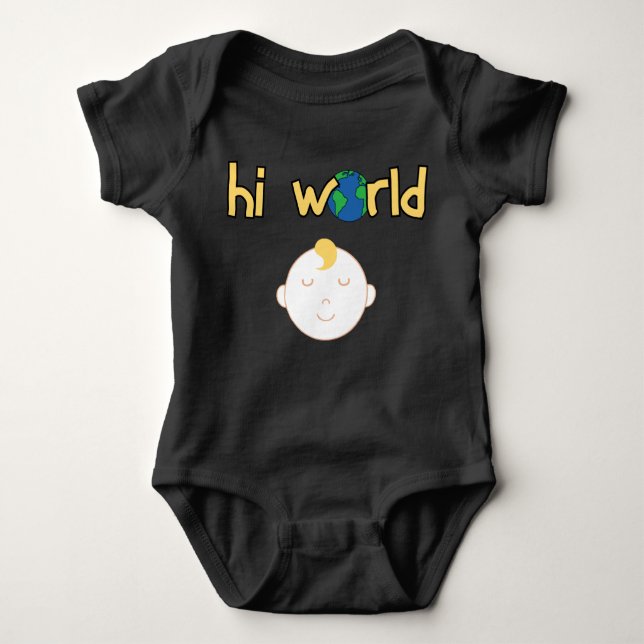 Cute Hi World Baby Bodysuit (Front)