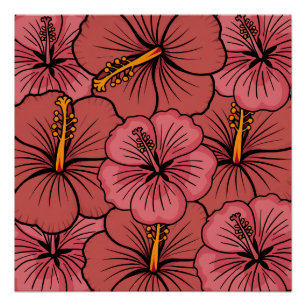 Cute hibiscus pattern poster