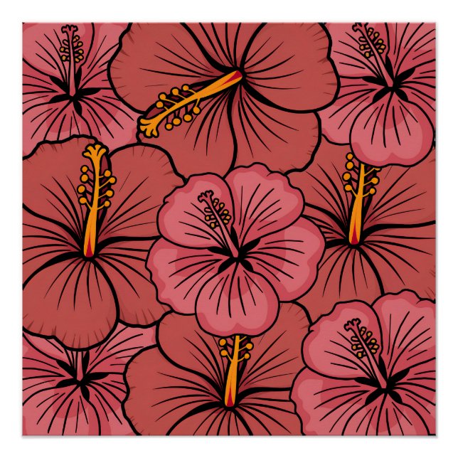 Cute hibiscus pattern poster (Front)